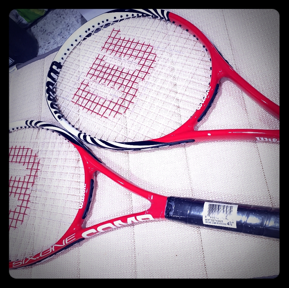 Tennis rackets new never used with ball